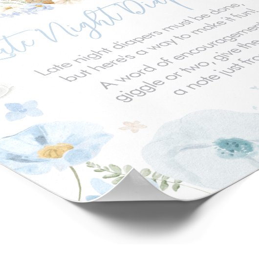 Blauw Somebunny Konijn Late Night Luiers Poster (Hoek)