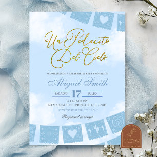 Blauw Spaans stukje hemel baby shower Kaart