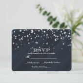 Blauw & Sparkle Stars Elegante Glamour RSVP Kaart (Staand voorkant)