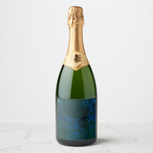 blauw sparkling wijnetiket