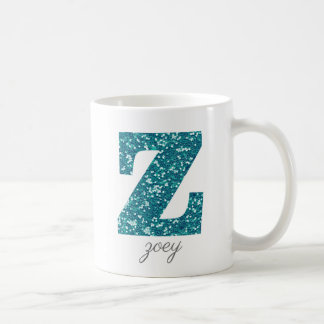 Blauw Sparkly Glitter Letter Z Monogram Mok