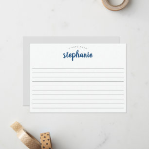 Blauw Speelse Script, Gelijnd Groot Plat Notitiekaartje