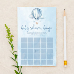 Blauw spel met bingo voor baby shower met thema wa