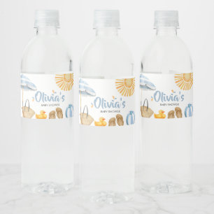 Blauw Spetter Spat Baby Shower Waterfles Etiket