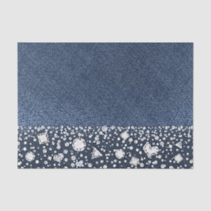 Blauw Spijker Denim & Diamanten Bling Diamant Glam Tissuepapier
