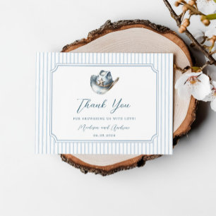 Blauw spijkerbaby Denim baby shower dank je wel Informatiekaartje