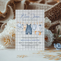 Blauw Spijkerbaby Geruite Gingham Denim Babyborrel