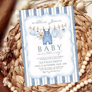 Blauw Spijkerbaby Spijkerklerenlijn Baby Shower Kaart