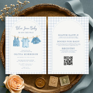 Blauw Spijkerbroek Baby All in One Baby Shower Kaart