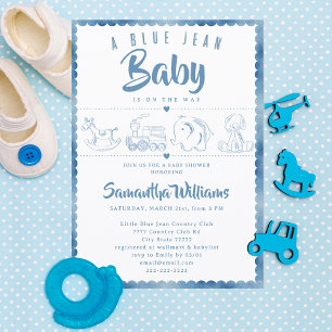 Blauw Spijkerbroek Baby Cute Speelgoed Denim Baby Kaart