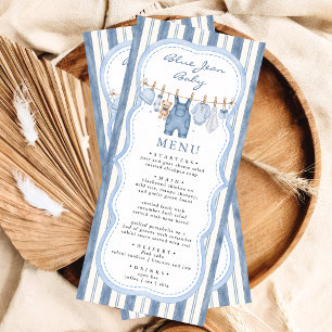 Blauw Spijkerbroek Baby Shower Menu   Denim Baby S