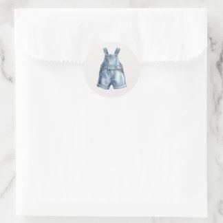 Blauw spijkerbroek baby shower simpele envelop sti ronde sticker