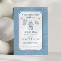 Blauw Spijkerbroek Baby Shower Waterverf Waslijn