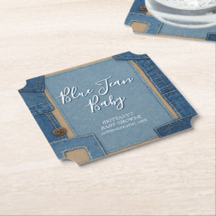 Blauw Spijkerbroek Baby Spijkerbroek Thema Baby Sh Kartonnen Onderzetters