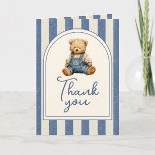 Blauw Spijkerbroek Denim Teddybeer Baby Borrel Bedankkaart