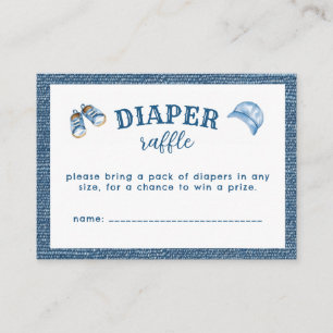 Blauw Spijkerbroek Jongen Baby Shower Luier Raffle Informatiekaartje