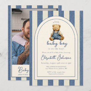 Blauw Spijkerbroek Teddybeer Foto QR Code Jongen B Kaart