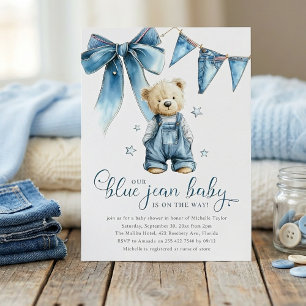 Blauw Spijkergoed Baby Denim Baby Shower Kaart