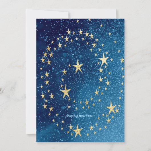 Blauw sprankelend Nieuwjaar Glitter Stars Bloemenf Kaart (Achterkant)