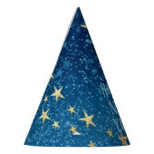 Blauw sprankelend Nieuwjaar Glitter Stars Floral M Feesthoedjes (Links)