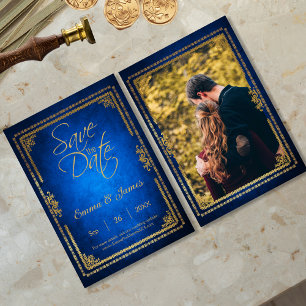 Blauw Sprookjesboek Hoesje Thema Foto Save The Date