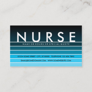 blauw staal NURSE Visitekaartje