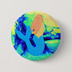 blauw-staartvormig design ronde button 5,7 cm