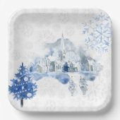  blauw-stadsmonkerst papieren bordje (Voorkant)