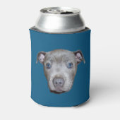 Blauw Staffordshire Bull Terrier gezicht, blauw Blikjeskoeler (Blikje Achterkant)