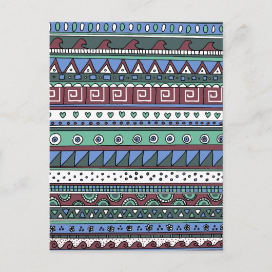 Blauw stampatroon briefkaart (Voorkant)