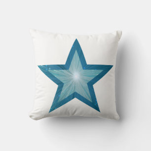 Blauw Star groot en klein vierkant wit Kussen