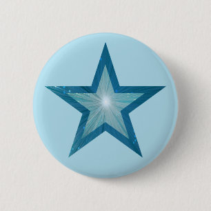 Blauw Star-knop bleek blauw Ronde Button 5,7 Cm