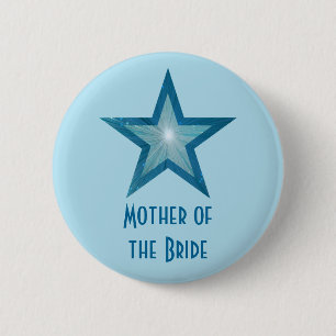 Blauw Star 'Moeder van de Bride'-knop blauw Ronde Button 5,7 Cm