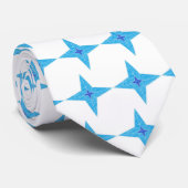 Blauw Star-Stropdas (witte achtergrond) Stropdas (Opgerold)