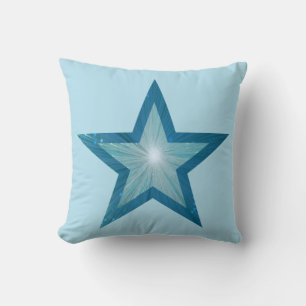 Blauw Star 'Text' werpt kussen vierkant bleek blau