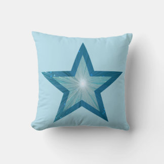 Blauw Star 'Text' werpt kussen vierkant bleek blau