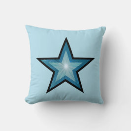 Blauw Star vierkant bleek zwart achterin Kussen