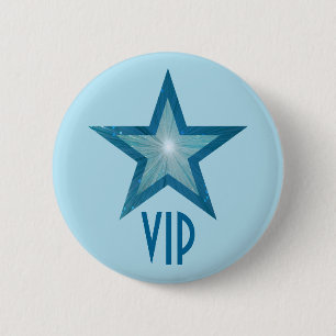 Blauw Star 'VIP'-toets bleek blauw Ronde Button 5,7 Cm