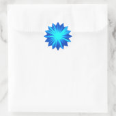 Blauw starburst ontwerp op wit schattig ronde sticker (Tas)