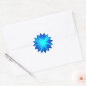 Blauw starburst ontwerp op wit schattig ronde sticker (Envelop)