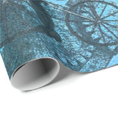 Blauw Steampunk Wrapping Papier (Rol Hoek)