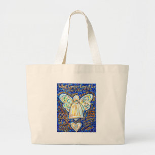 Blauw &stempel; Gold Cancer Angel - Groot Grote Tote Bag