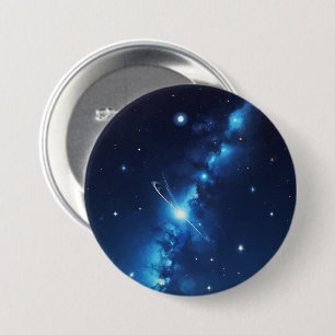 Blauw sterrenstelsel van sterren ronde button 7,6 cm