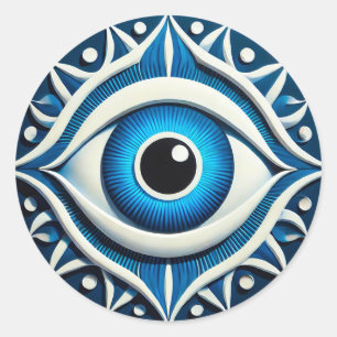 Blauw sticker met boze oog Abstract beschermingsge