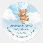 Blauw sticker met teddybeer en ballonnen (Voorkant)