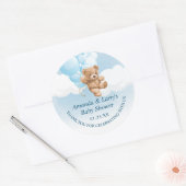 Blauw sticker met teddybeer en ballonnen (Envelop)
