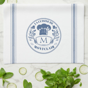 Blauw Stijl Frans Koken Custom Monogram Theedoek