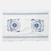 Blauw stijl Franse koken Gepersonaliseerd naam Theedoek (Horizontaal)