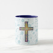 Blauw stijl Geloof en Cross Mok (Midden)