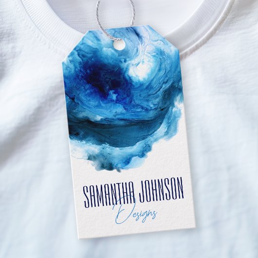 Blauw Stijlvol Modern Abstract Kleding Hang Label Cadeaulabel